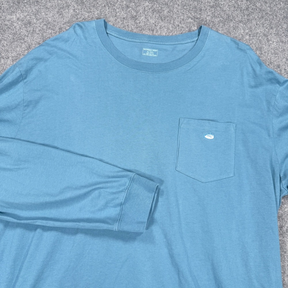 Southern Tide Mens XXL Blue Cotton Long Sleeve Pocket T-Shirt Skipjack Logo